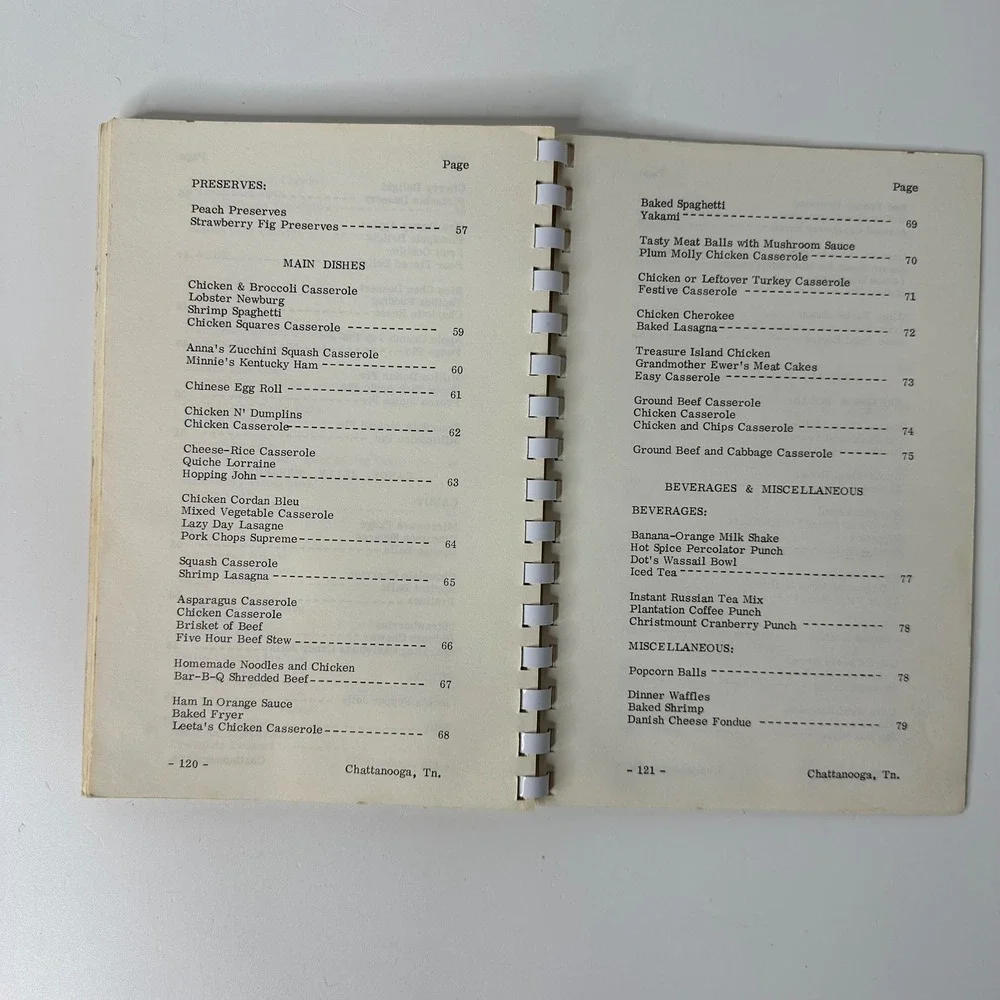 First Christian Church Cookbook Chattanooga Tennessee 1978 Vintage Recipes